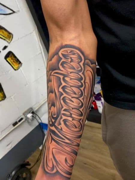 Lettering + Script lettering tattoo on Forearm by ink_by_christian on TattMe