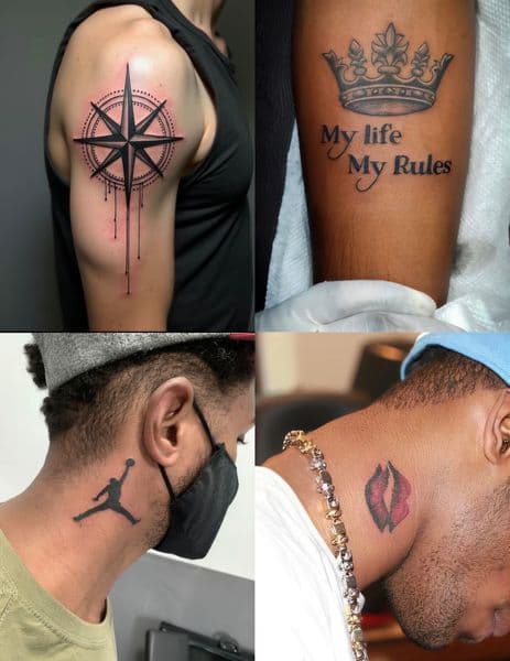 Fine Line + Black & Grey compass tattoo on Neck (Side) by Allison_ on TattMe