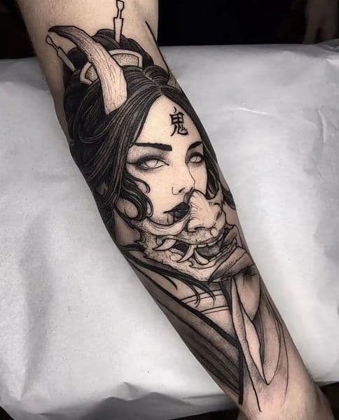 Black & Grey + Illustrative woman tattoo on Forearm by Allison_ on TattMe