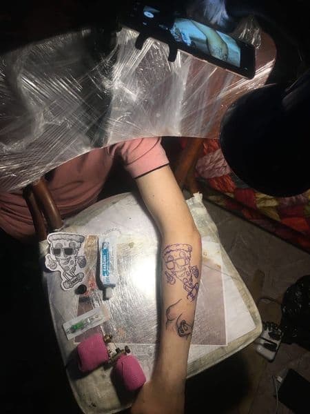 Cartoon + New School pizza tattoo on Forearm by Kimm_Tatts_and_extentions on TattMe