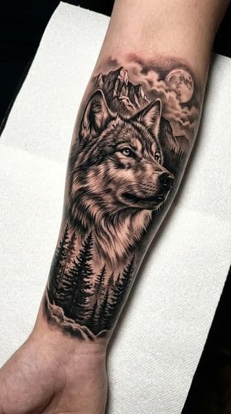 Black & Grey + Realism wolf tattoo on Forearm by Stephanie_brain_tatts_ on TattMe