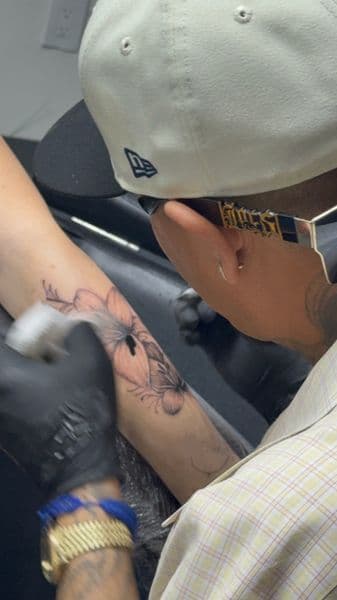 Black & Grey + Floral flowers tattoo on Forearm by TX8_Tattoos on TattMe