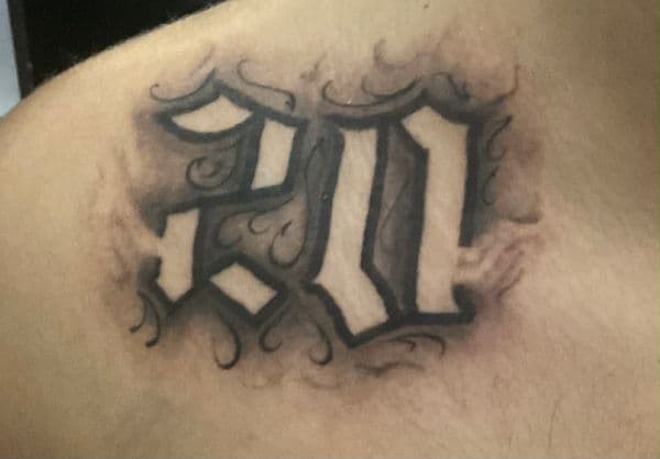Black & Grey + Lettering letters tattoo on Shoulder by TX8_Tattoos on TattMe