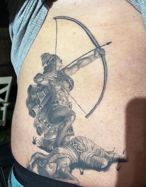 Black & Grey + Realism warrior tattoo on Ribs by TX8_Tattoos on TattMe