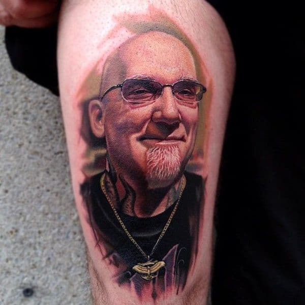 Realism + Portrait man tattoo on Calf by Nikki_hurtado_ on TattMe