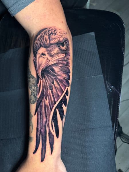 Black & Grey + Realism eagle tattoo on Forearm by transcendingink on TattMe