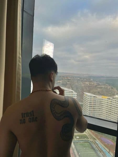 Illustrative + Black-work snake tattoo on Upper Back by Ruth_usyw7627t on TattMe