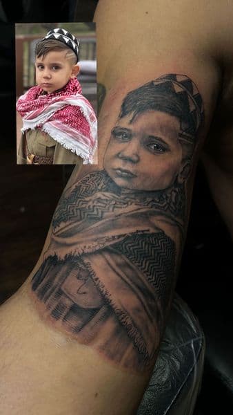 Black & Grey + Realism portrait tattoo on Upper Arm by trktattoos on TattMe