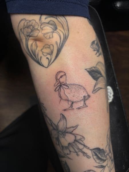 Fine Line + Minimalist duckling tattoo on Forearm by trktattoos on TattMe