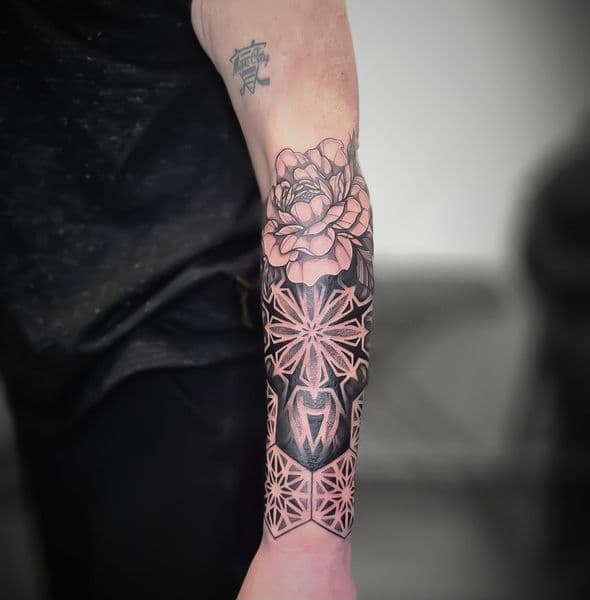 Black & Grey + Floral peony tattoo on Forearm by Taylor_Miller on TattMe
