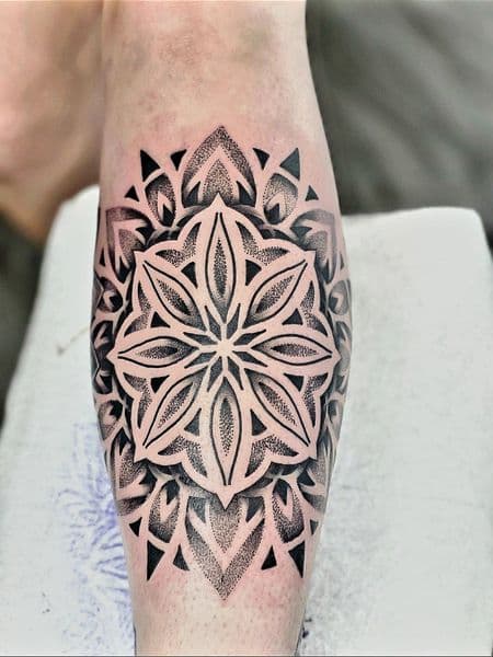 Mandala + Geometric mandala tattoo on Calf by Taylor_Miller on TattMe