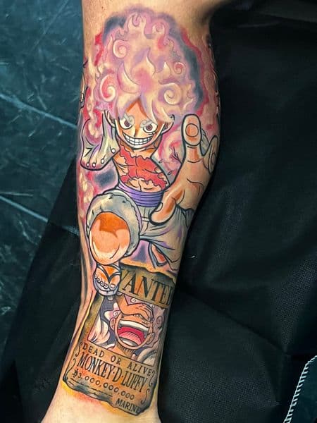 Anime + Color luffy tattoo on Forearm by Ink_By_Loren on TattMe