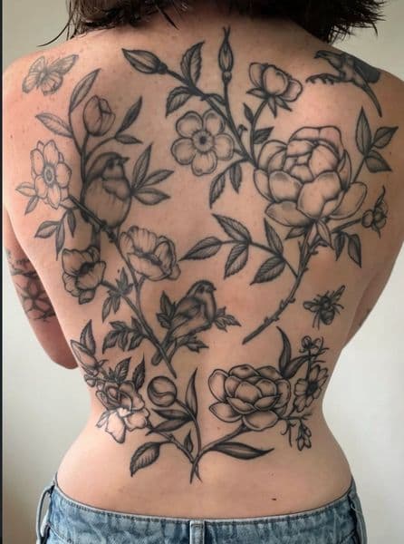 Black & Grey + Illustrative birds tattoo by Jessica_ on TattMe