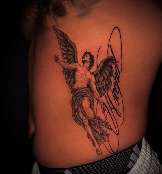 Black & Grey + Realism angel tattoo on Ribs by oldtown_ink on TattMe