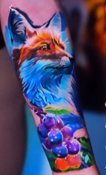 Color + Illustrative fox tattoo on Forearm by oldtown_ink on TattMe