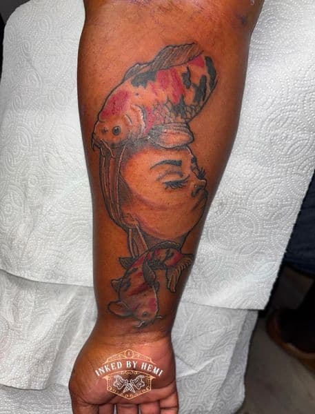 Black & Grey + Color woman tattoo on Forearm by Inked_by_Hemi on TattMe