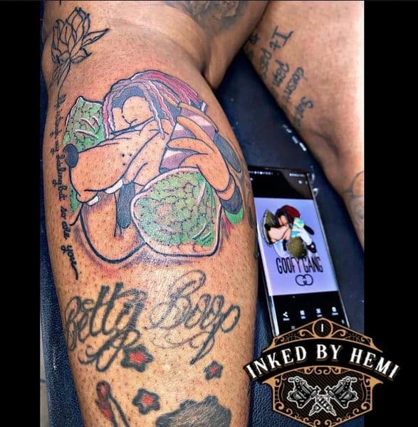 Cartoon + New School goofy tattoo on Calf by Inked_by_Hemi on TattMe