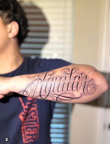 Lettering + Script name tattoo on Forearm by kriko on TattMe