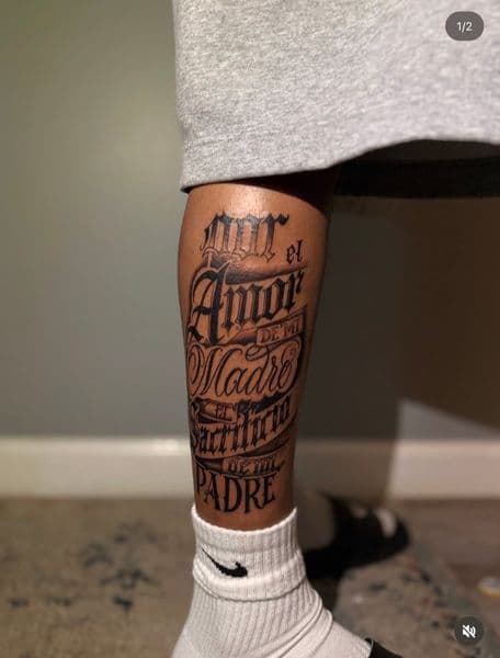 Lettering + Script lettering tattoo on Calf by kriko on TattMe