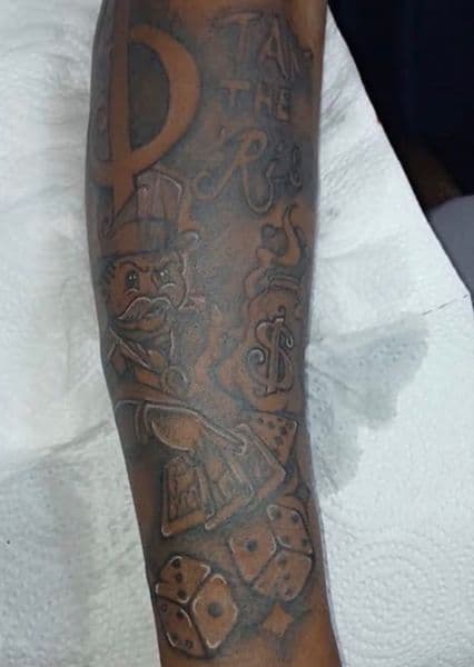 Black & Grey + Illustrative monopoly man tattoo on Forearm by get_tattoo_by_jordan on TattMe