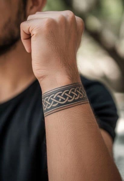 Celtic + Black-work celtic knot tattoo on Wrist by hannah on TattMe