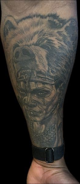 Black & Grey + Illustrative bear tattoo on Forearm by Ashley_Panda on TattMe