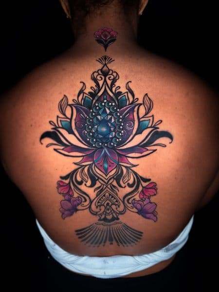 Color + Mandala mandala tattoo on Upper Back by Ashley_Panda on TattMe
