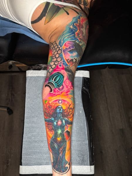 Color + Illustrative woman tattoo on Forearm by Ashley_Panda on TattMe