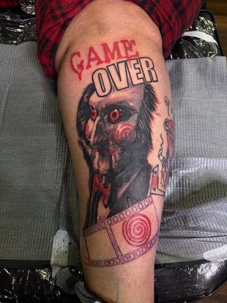 Realism + Black & Grey billy puppet tattoo on Thigh by Ashley_Panda on TattMe