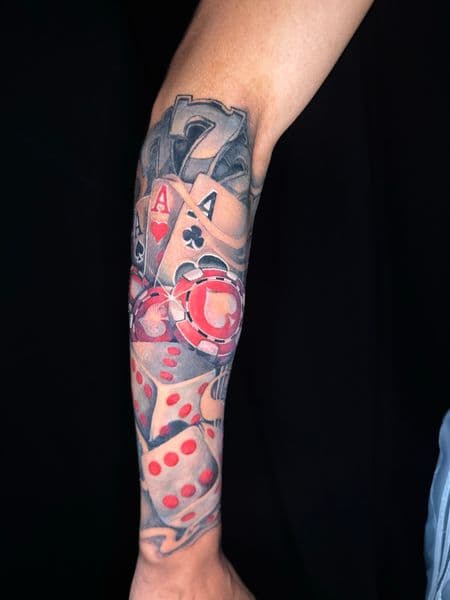 Realism + Illustrative playing cards tattoo on Forearm by Ashley_Panda on TattMe