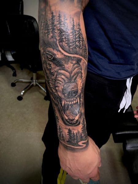 Black & Grey + Realism wolf tattoo on Forearm by Ashley_Panda on TattMe