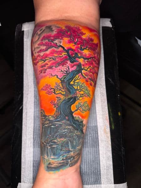 Color + Illustrative tree tattoo on Forearm by Ashley_Panda on TattMe
