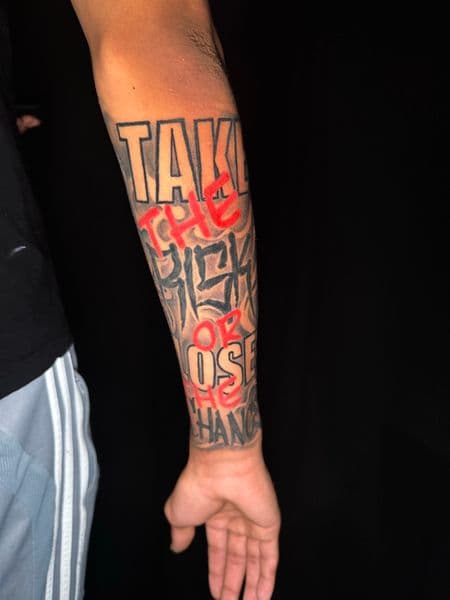 Lettering + Color lettering tattoo on Forearm by Ashley_Panda on TattMe