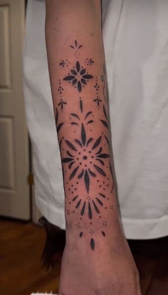 Black-work + Dot-work ornament tattoo on Forearm by TattMe on TattMe