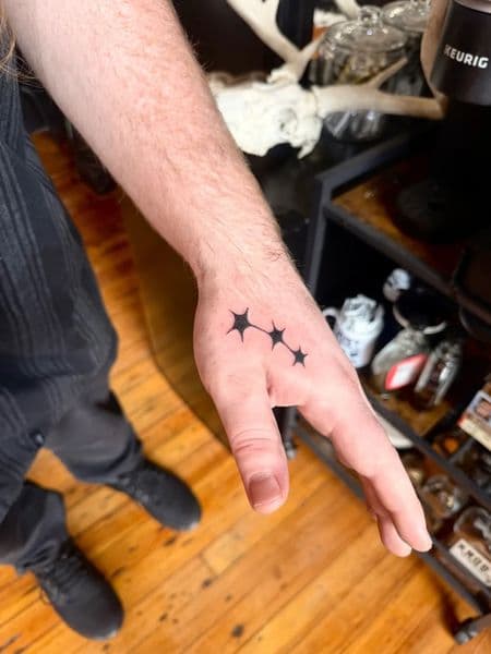 Fine Line + Minimalist stars tattoo on Hand by Miss_Vampira on TattMe