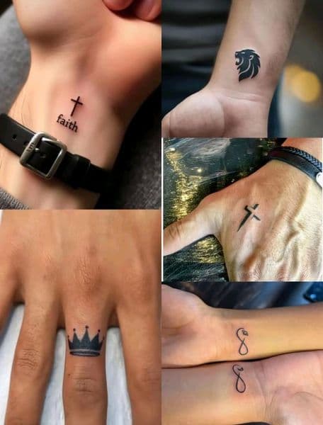 Fine Line + Black-work cross tattoo on Wrist by bruce_mills on TattMe