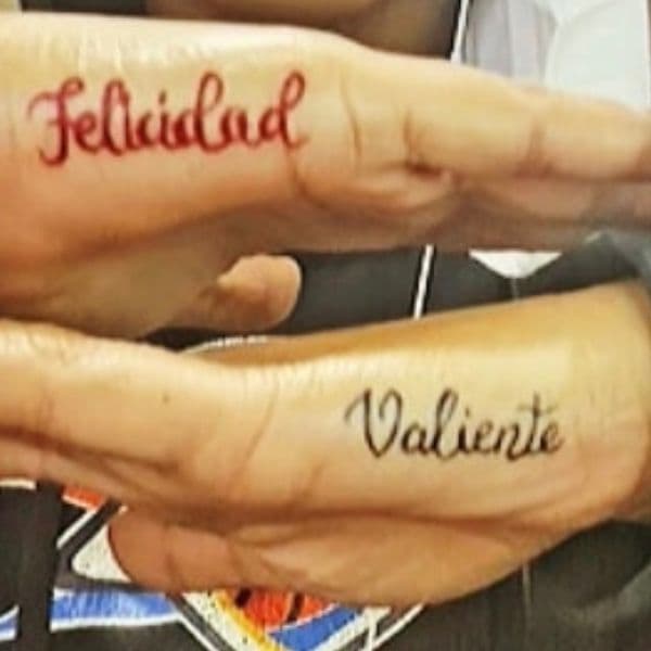 Lettering + Script words tattoo on Hand by spilledinkz on TattMe