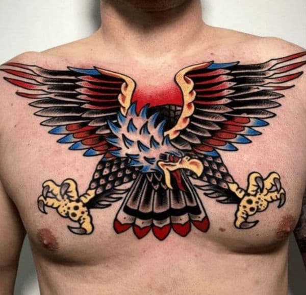 Traditional + American Traditional eagle tattoo on Chest by Urban_Ink_Studio_ on TattMe