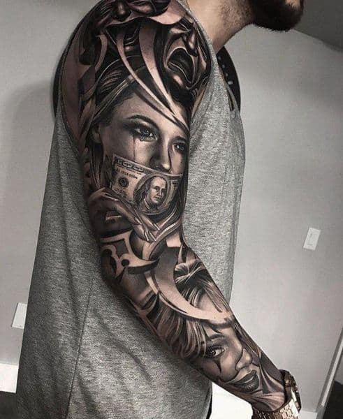 Realism + Black & Grey woman tattoo on Full Sleeve by Urban_Ink_Studio_ on TattMe
