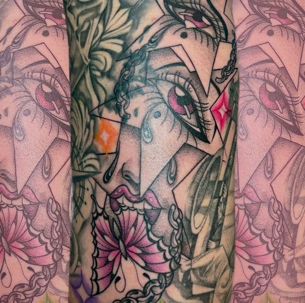 Illustrative + Dot-work eyes tattoo on Forearm by trendellatattoos on TattMe