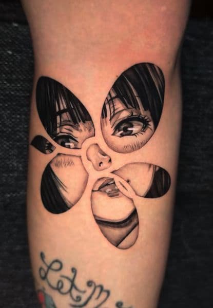 Black & Grey + Illustrative face tattoo on Upper Arm by trendellatattoos on TattMe
