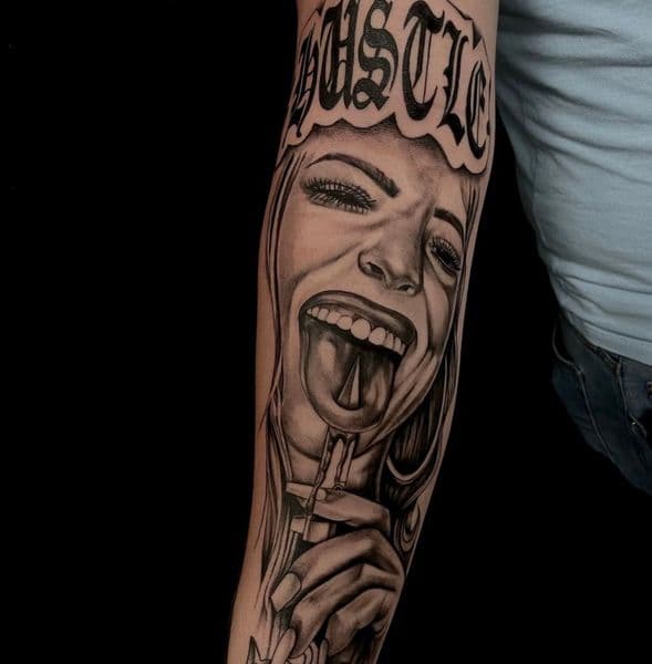 Black & Grey + Realism woman tattoo on Forearm by trendellatattoos on TattMe