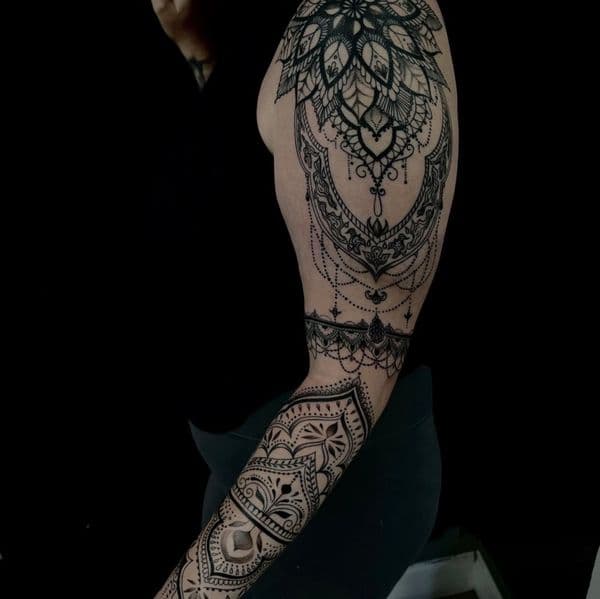 Mandala + Black-work mandala tattoo on Full Sleeve by trendellatattoos on TattMe