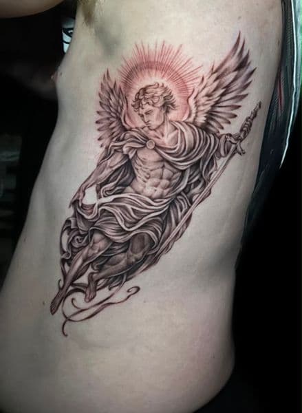 Black & Grey + Realism angel tattoo on Ribs by danibtat2 on TattMe