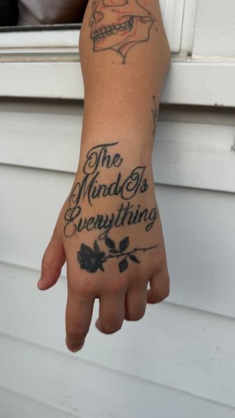 Script + Black-work lettering tattoo on Hand by Logii_Tattoo on TattMe
