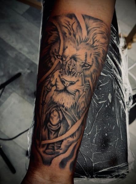 Black & Grey + Illustrative Realism warrior tattoo on Forearm by MavelTatts on TattMe