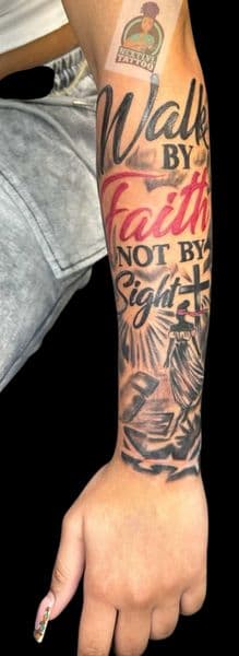 Lettering + Script text tattoo on Forearm by n3xtlvltatt on TattMe