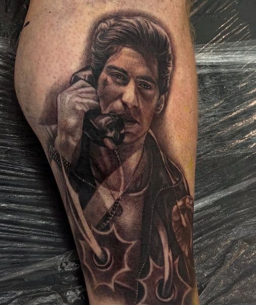 Realism + Black & Grey man tattoo on Calf by Sydd_Tattoo_studio_ on TattMe