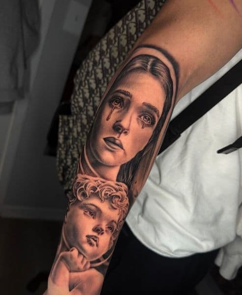Black & Grey + Realism woman tattoo on Forearm by Sydd_Tattoo_studio_ on TattMe