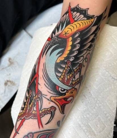 American Traditional eagle tattoo on Forearm by sexy_tatts on TattMe